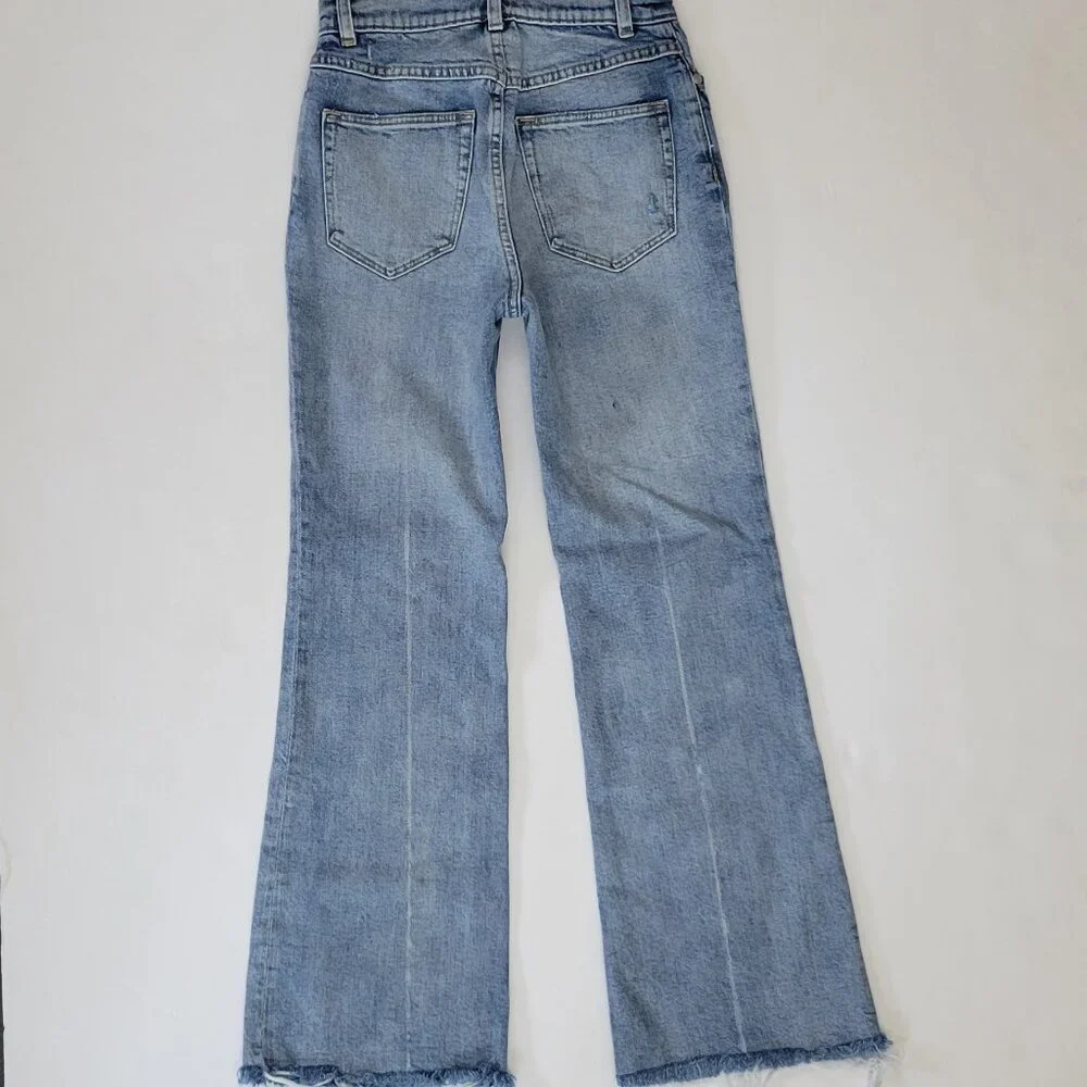 La Vie Rebecca Taylor High Rise Cropped Flare Raw Fray Hem Jean - Picture 4 of 12